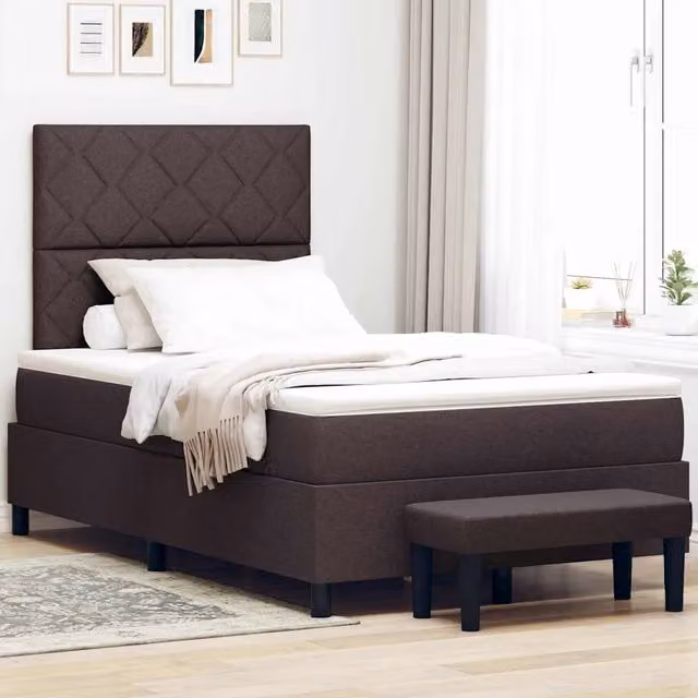 Letto ibrido con molle a sacco e testiera vidaXL in tessuto marrone L/P/H: 120 x 200 x 28 cm – 1