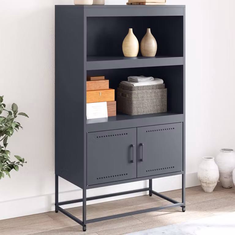 Credenza in stile industriale vidaXL in metallo antracite opaco L/P/H: 68,5 x 38,5 x 123,5 cm