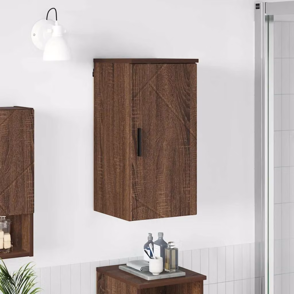 Mobile da bagno moderno vidaXL in rovere marrone e nero con ante a battente, L 30 cm x P 31,5 cm x H 61 cm