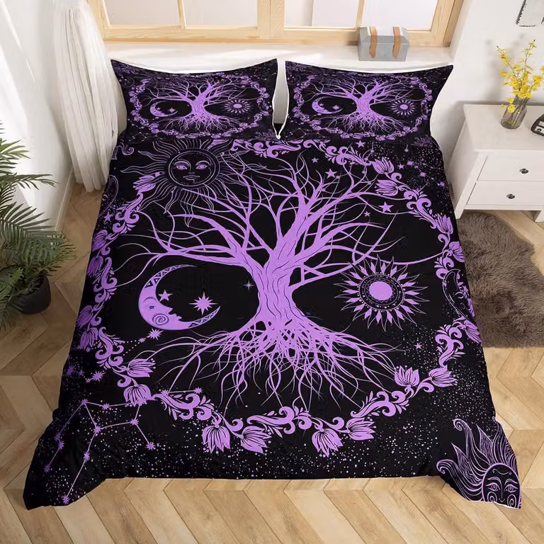 Solidchoice - Set di lenzuola e copripiumino a tema "Albero della vita" per bambini