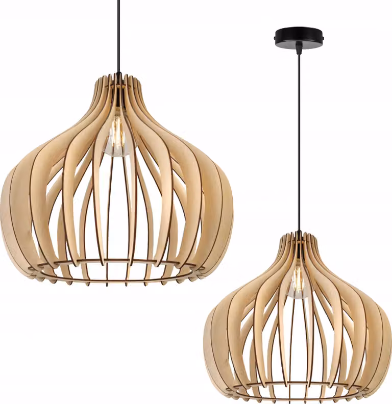 Moderna Lampada A Sospensione A Led In Legno