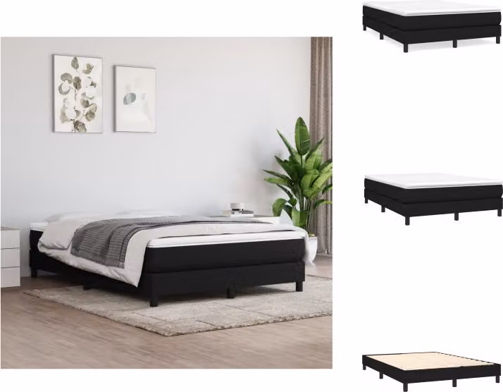 vidaXL Letto a molle con materasso nero 140x200 cm in tessuto - Letti e strutture letto