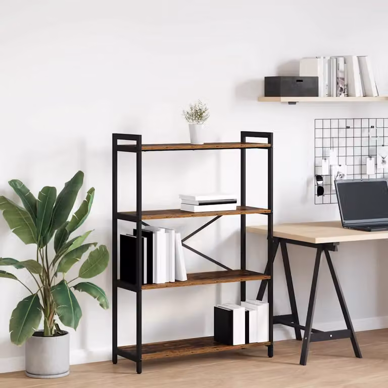 Libreria industrial vidaXL in legno e metallo, colore marrone, L 80 x P 30 x H 120 cm