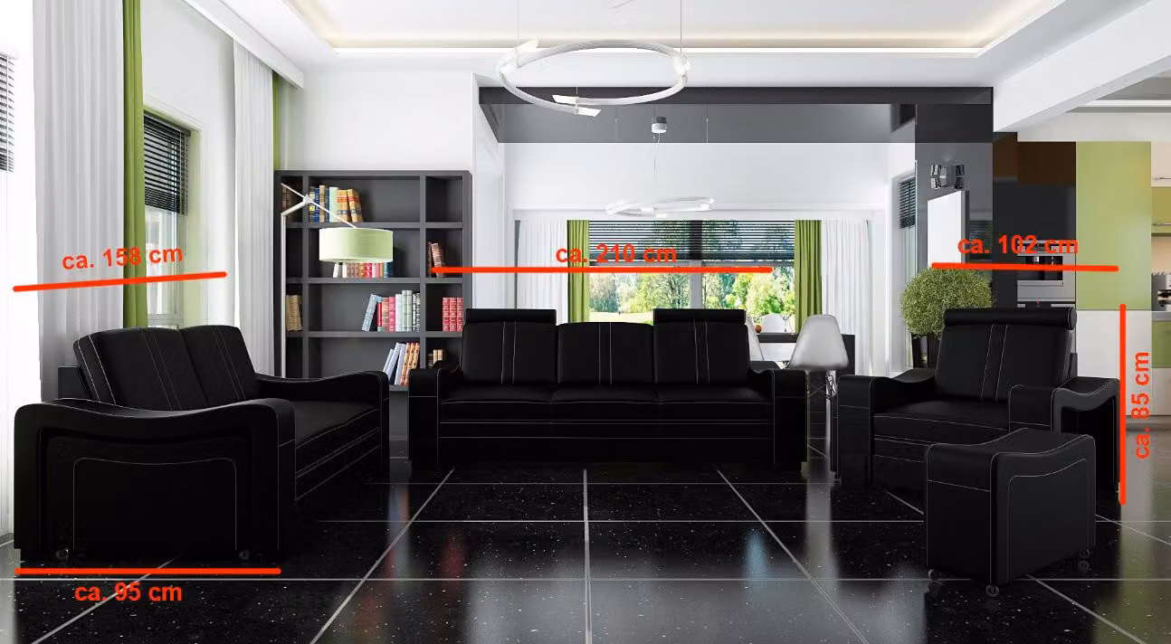 Ledersofa Design Sofa Sofagarnitur 3+2+1 mit USB Sofa Garnitur Polstergarnitur