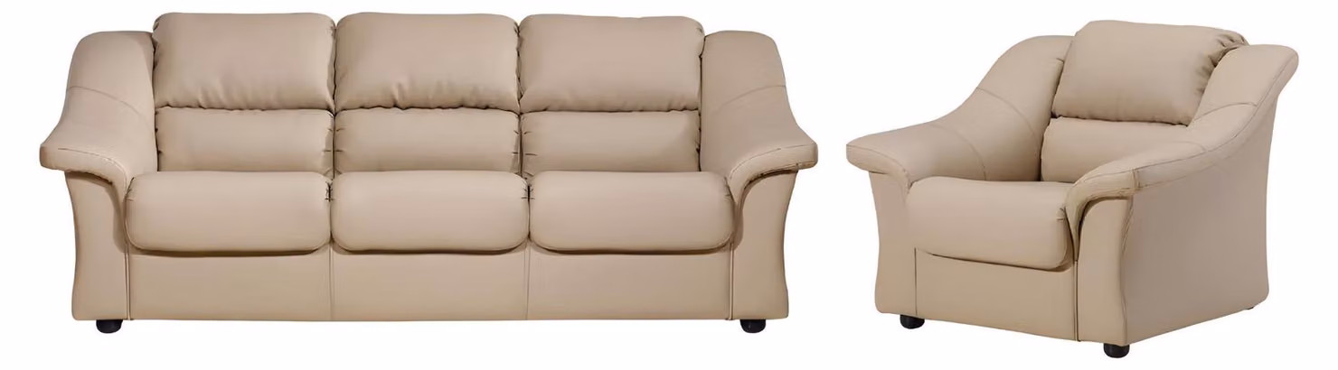 Sofa 2+1 Büromöbel Sessel Couch Polster Garnitur Leder designer Couchen