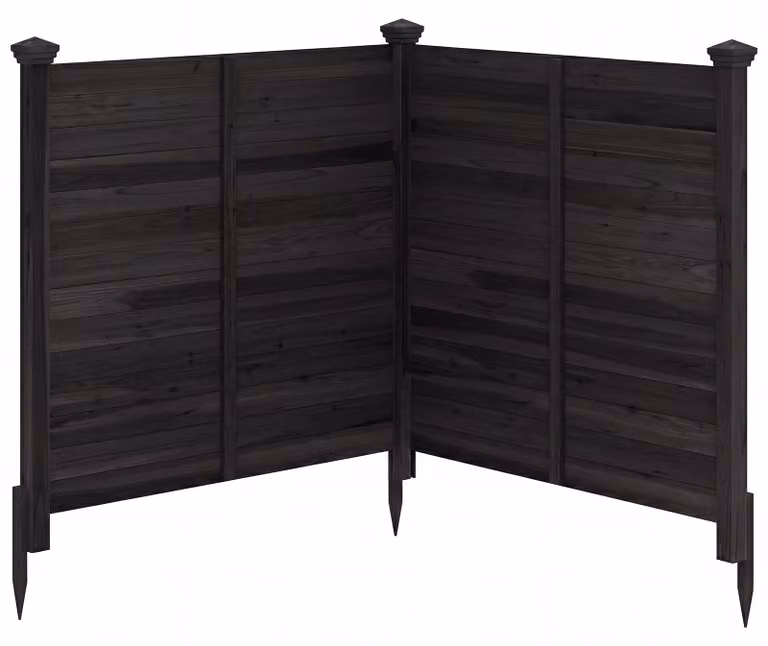 COSTWAY, set di 2 recinzioni da giardino, recinzione a pannelli di 119x115,5 cm (L x A), pannello divisorio con 3 pali, recinzione in legno decorativa per bidoni della spazzatura, recinzione autoportante, colore nero