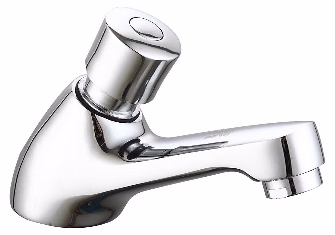 DP bath - Miscelatore per lavabo a chiusura automatica, modello Laurel, 1 pezzo, argento, GLTEMP