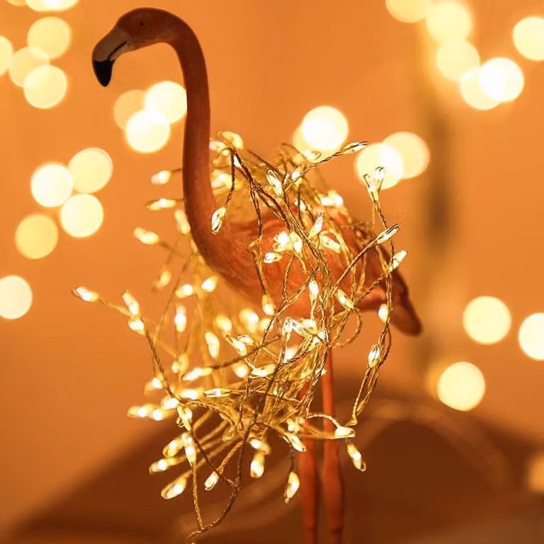 Catena luminosa da 3 metri, 150 LED, luce bianca calda, plastica, ideale per Natale