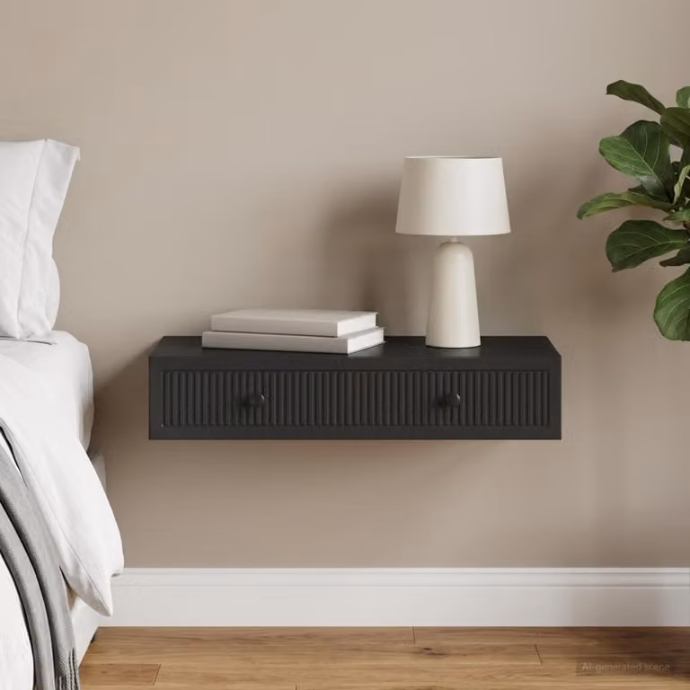 vidaXL Tavolino da Parete Laterale Moderno Nero L: 87,5 cm, P: 34,5 cm, H: 17 cm