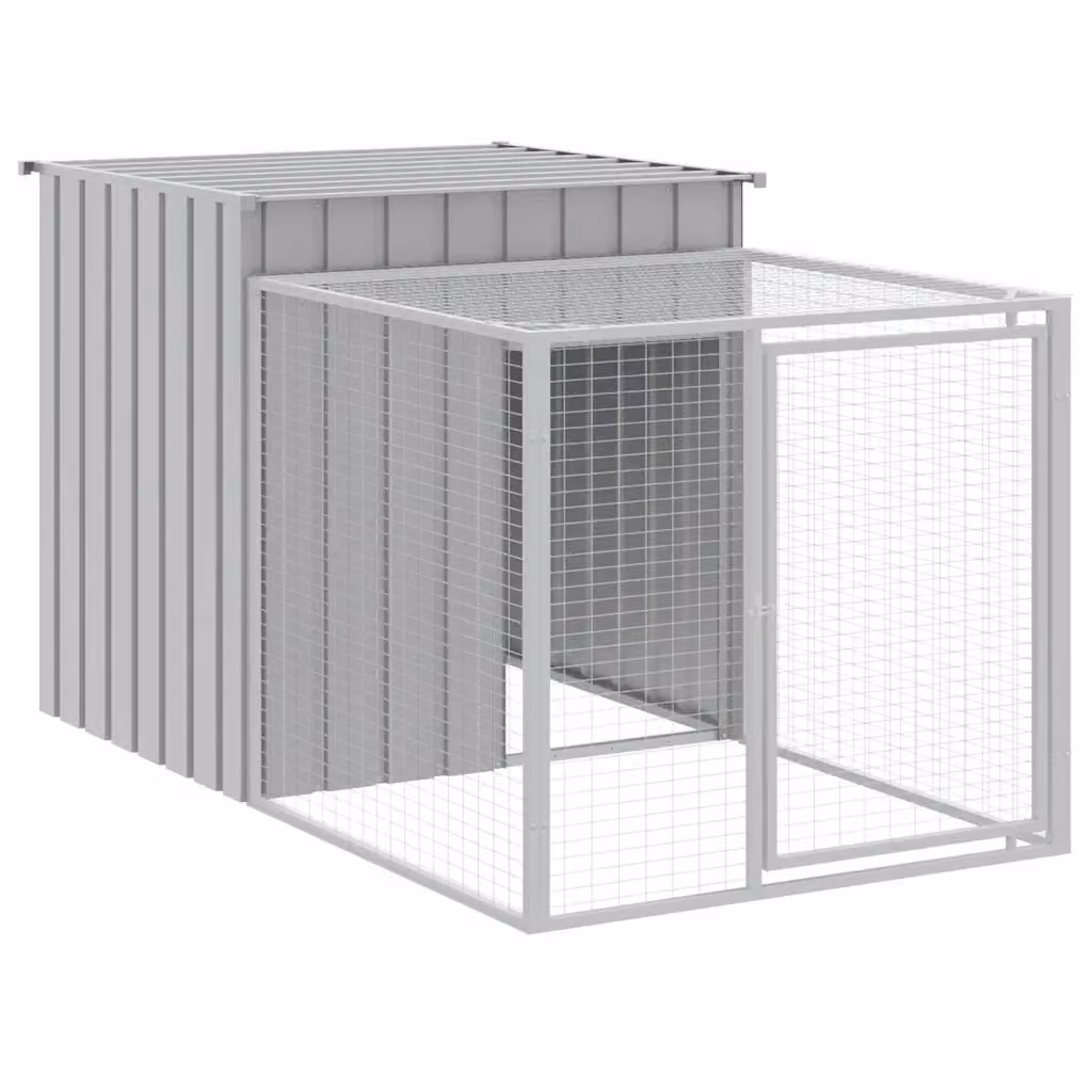 Gabbia per polli con recinto Videx in acciaio zincato grigio chiaro H: 110 cm, L: 201 cm, P: 110 cm – 2