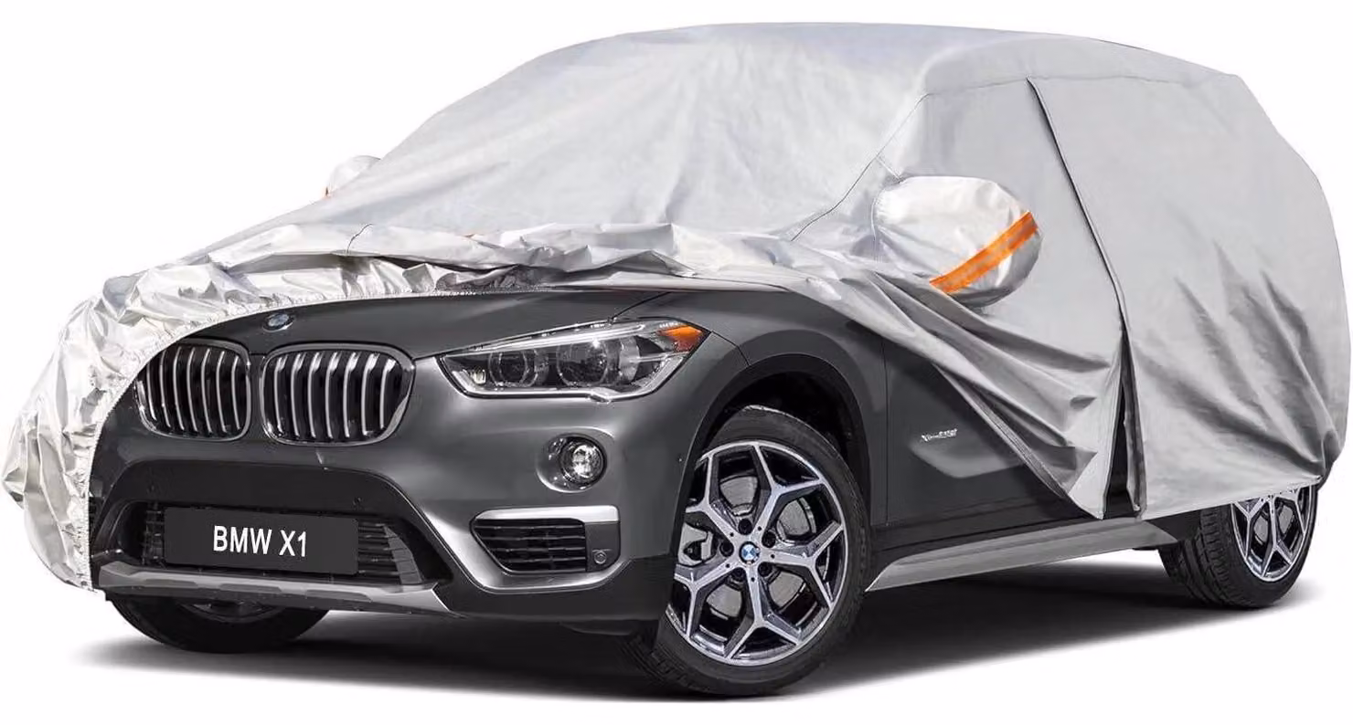 Copertura per auto Autoplane, impermeabile e traspirante, per BMW X1 (2009-2025), colore argento, con 6 strati e copertura completa per l'auto parcheggiata