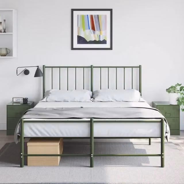 Comodini 2 pz-Set di 2 Tavolino da notte Verde34,5x39x44 cm in Acciaio