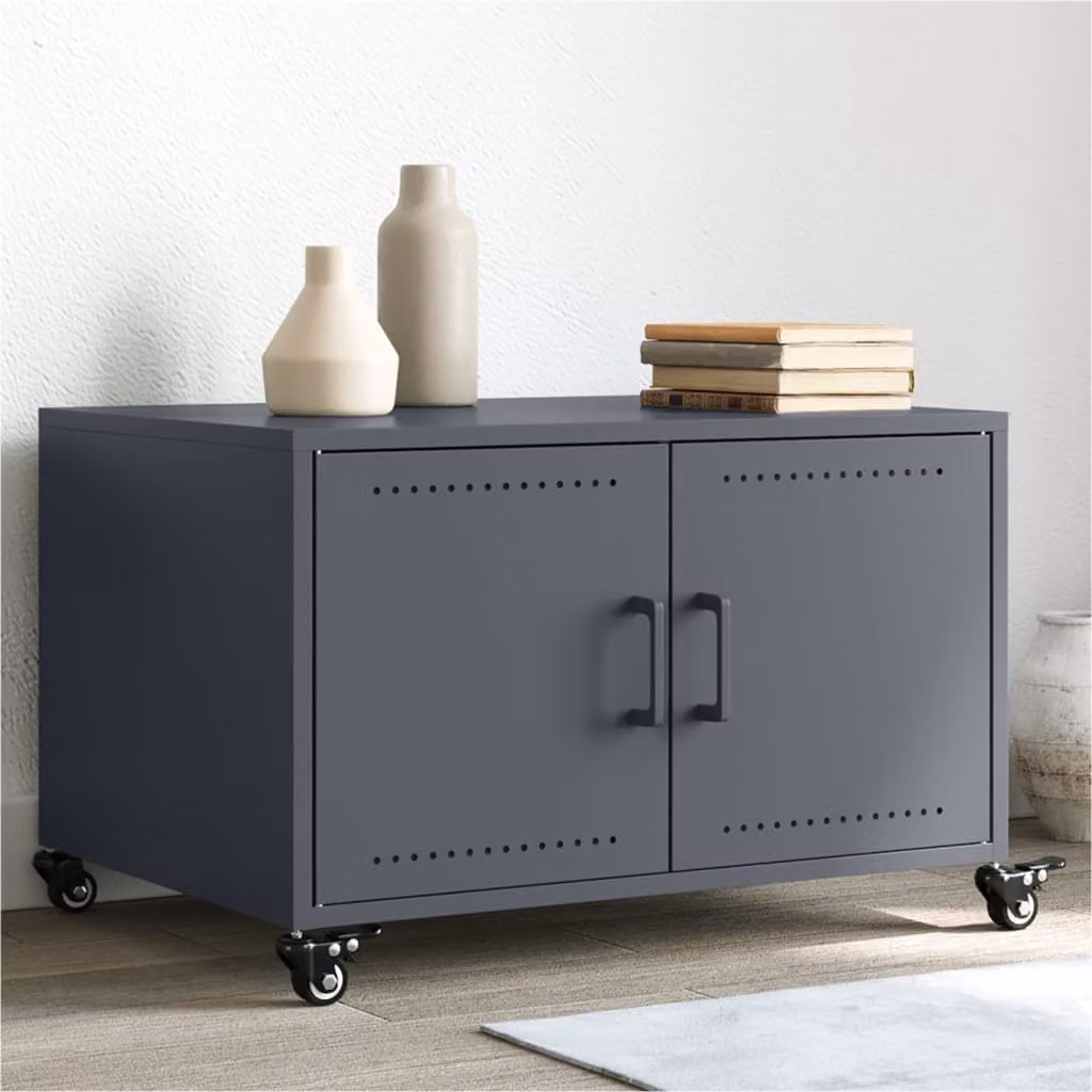 vidaXL Tavolino da Salotto Moderno in Metallo Antracite L: 68 cm, P: 50 cm, H: 43,5 cm