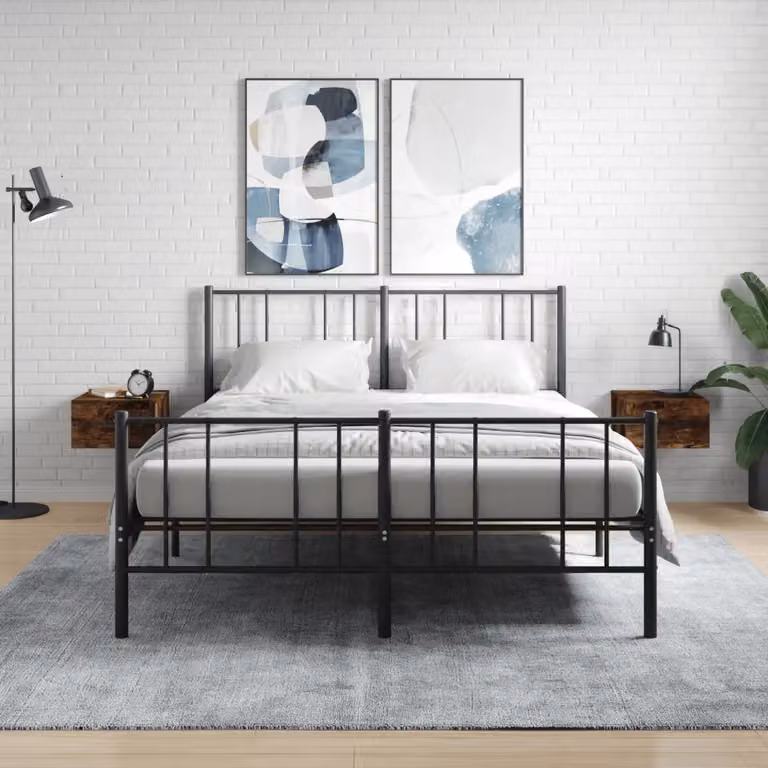 Set di 2 comodini da muro vidaXL in rovere fumo L/P/H: 35 x 35 x 20 cm