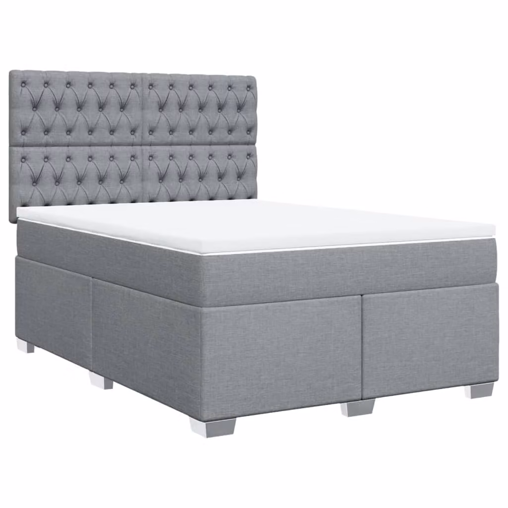 Giroletto a Molle con Materasso Grigio Chiaro 160x200cm Tessuto
