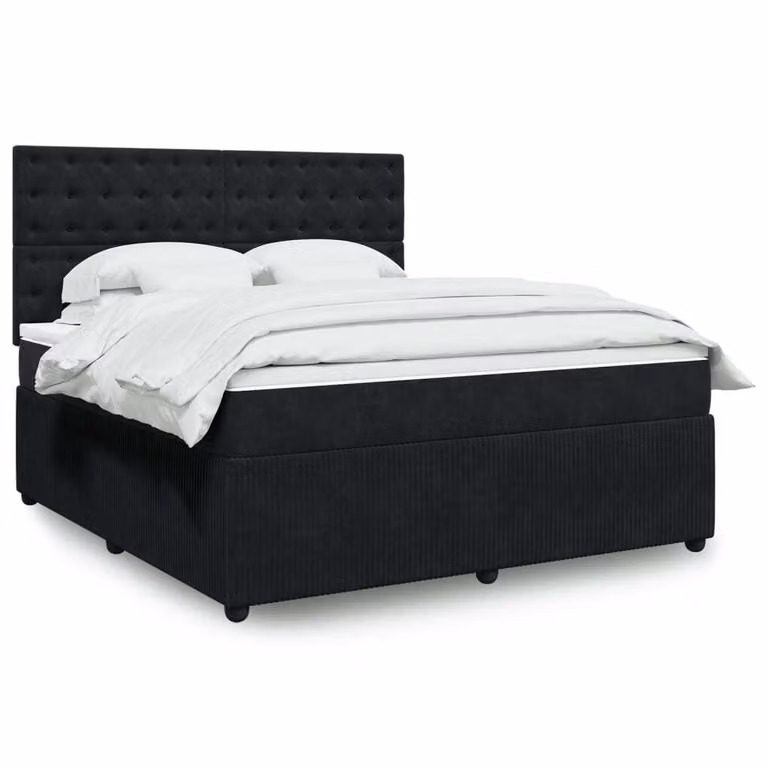 Maison Exclusive - Giroletto a Molle con Materasso Nero 180x200 cm in Velluto