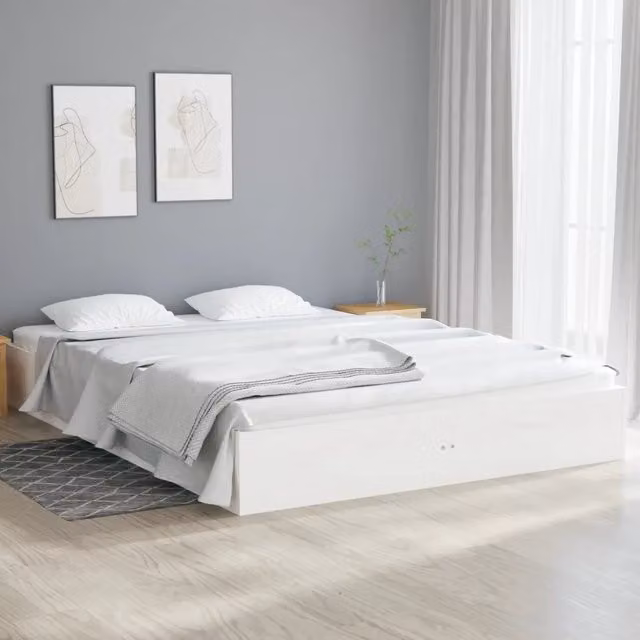 Giroletto vidaXL in legno massello di pino bianco con doghe fisse L: 137,5 cm, P: 193 cm, H: 23 cm – 1