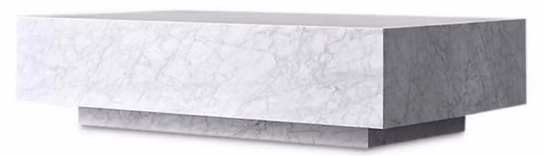 Tavolino Casa Padrino bianco 135 x 80 x h. 35 cm - Tavolo rettangolare da salotto in marmo di Carrara - Tavolo in marmo - Qualità lusso