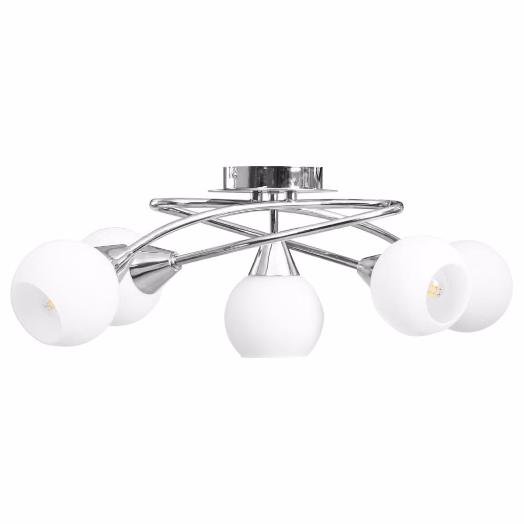 vidaXL Plafoniera con paralumi in Vetroceramica per 5 lampadine E14