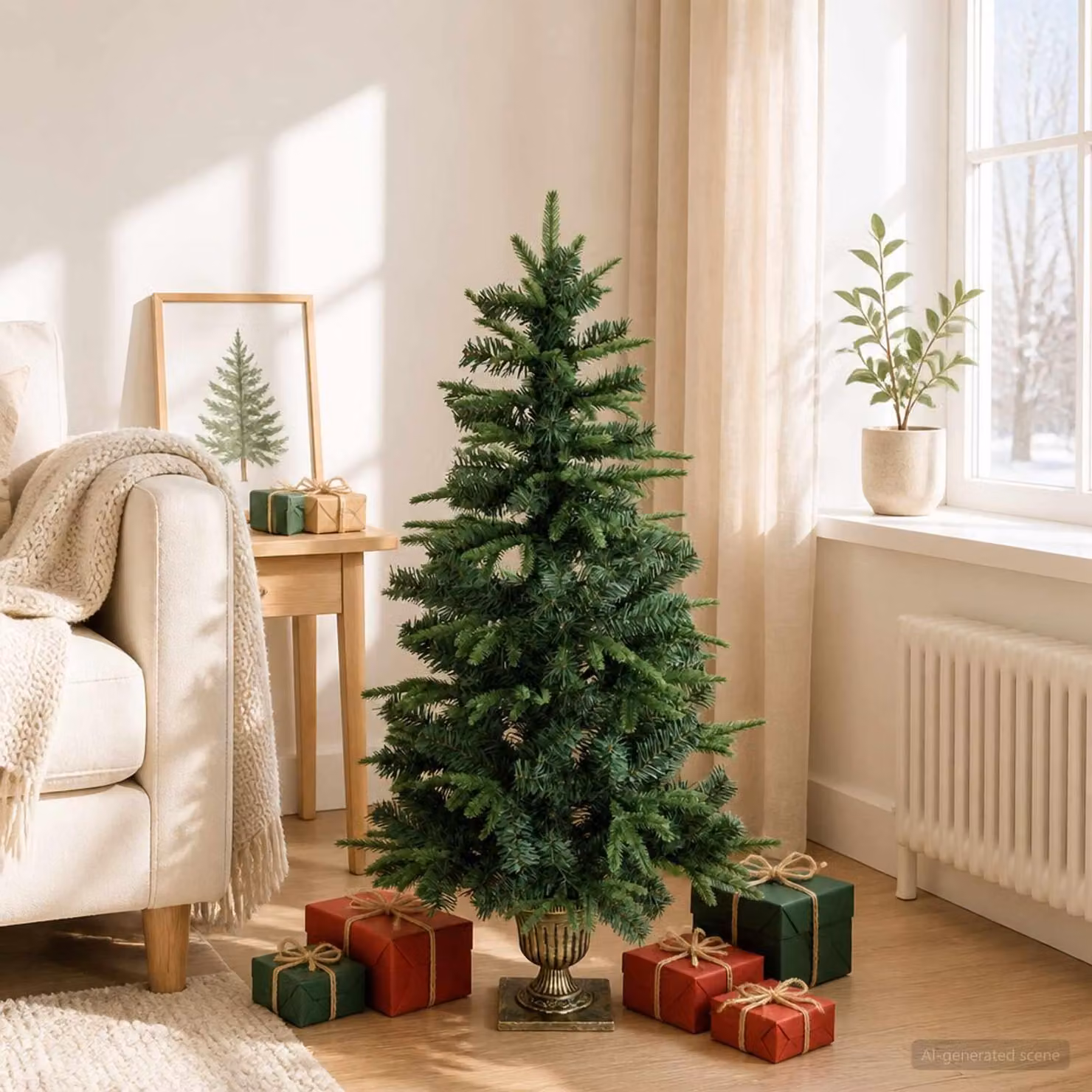 Albero di Natale mini, 120 cm, in PVC e PE, colore verde