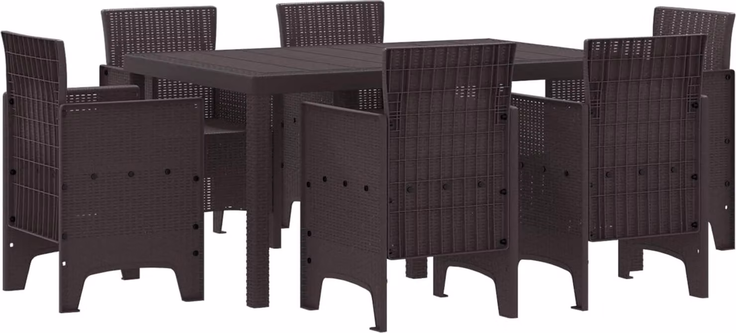Maison Exclusive - Set da pranzo per esterno, 7 pezzi, rattan sintetico "Polt", color marrone