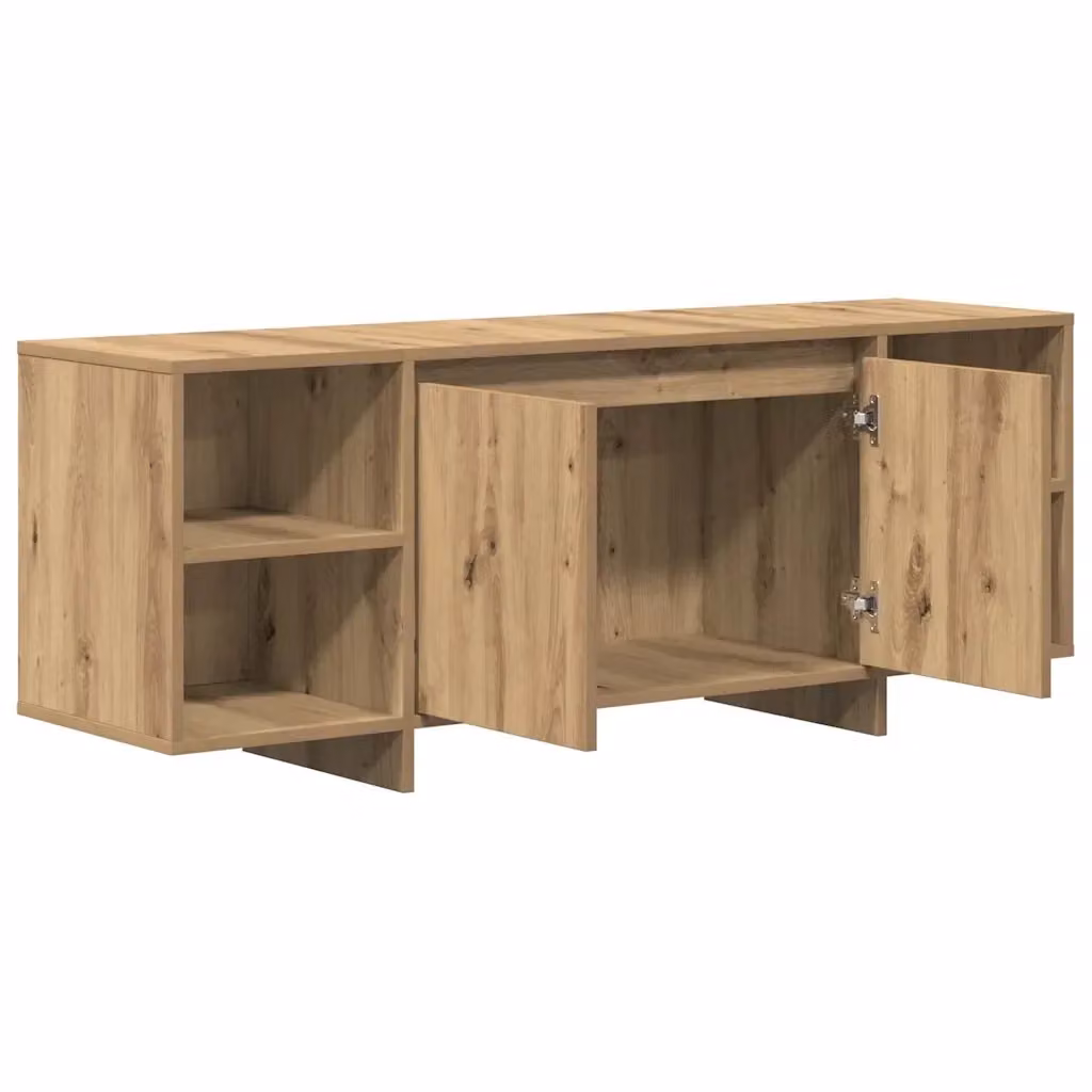 Mobile porta TV elegante in stile contemporaneo con vano contenitore, finitura rovere marrone opaco, L 130 cm x P 35 cm x H 50 cm – 2