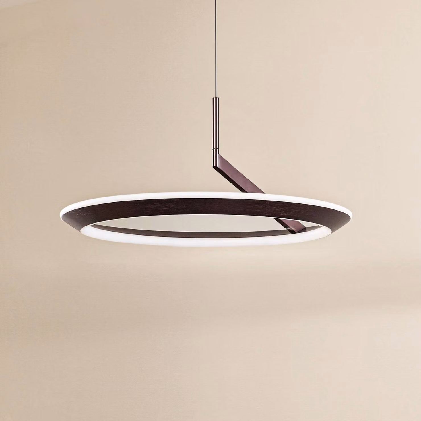 Lucande Lampada LED a sospensione Eldra, marrone caffè, Ø 55 cm, CCT Eldra Lucande, dimmerabile, Marrone / Ruggine, Soggiorno / Sala da pranzo, Metallo, Moderno