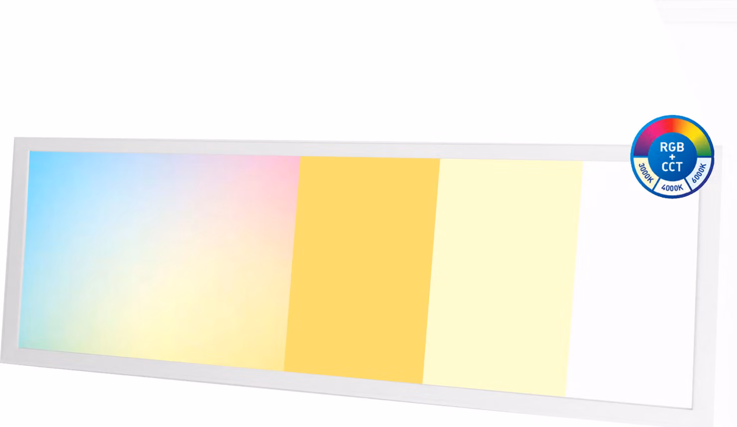 Plafoniera a pannello LED 120x30 RGB+CCT, colorata, con cambio colore, dimmerabile e telecomando