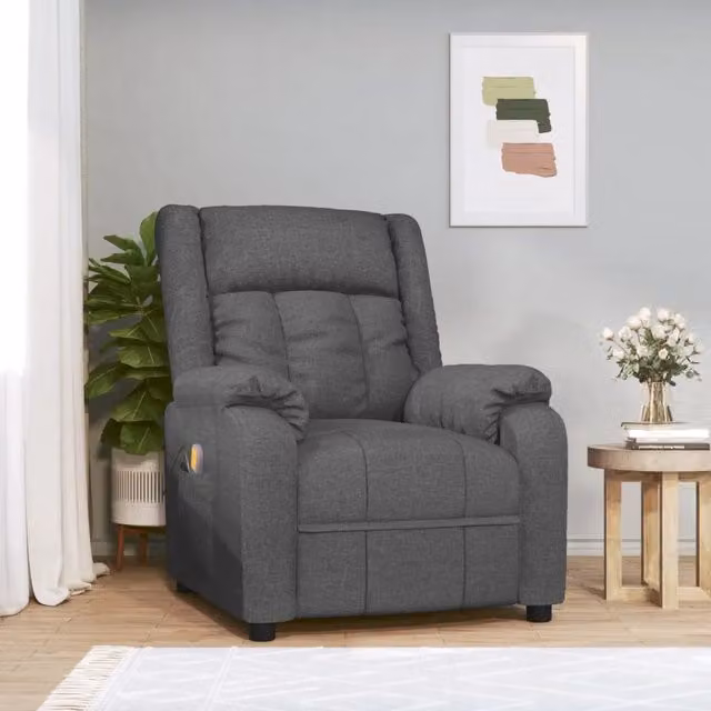 Poltrona relax reclinabile vidaXL in tessuto grigio con braccioli e struttura in legno e metallo