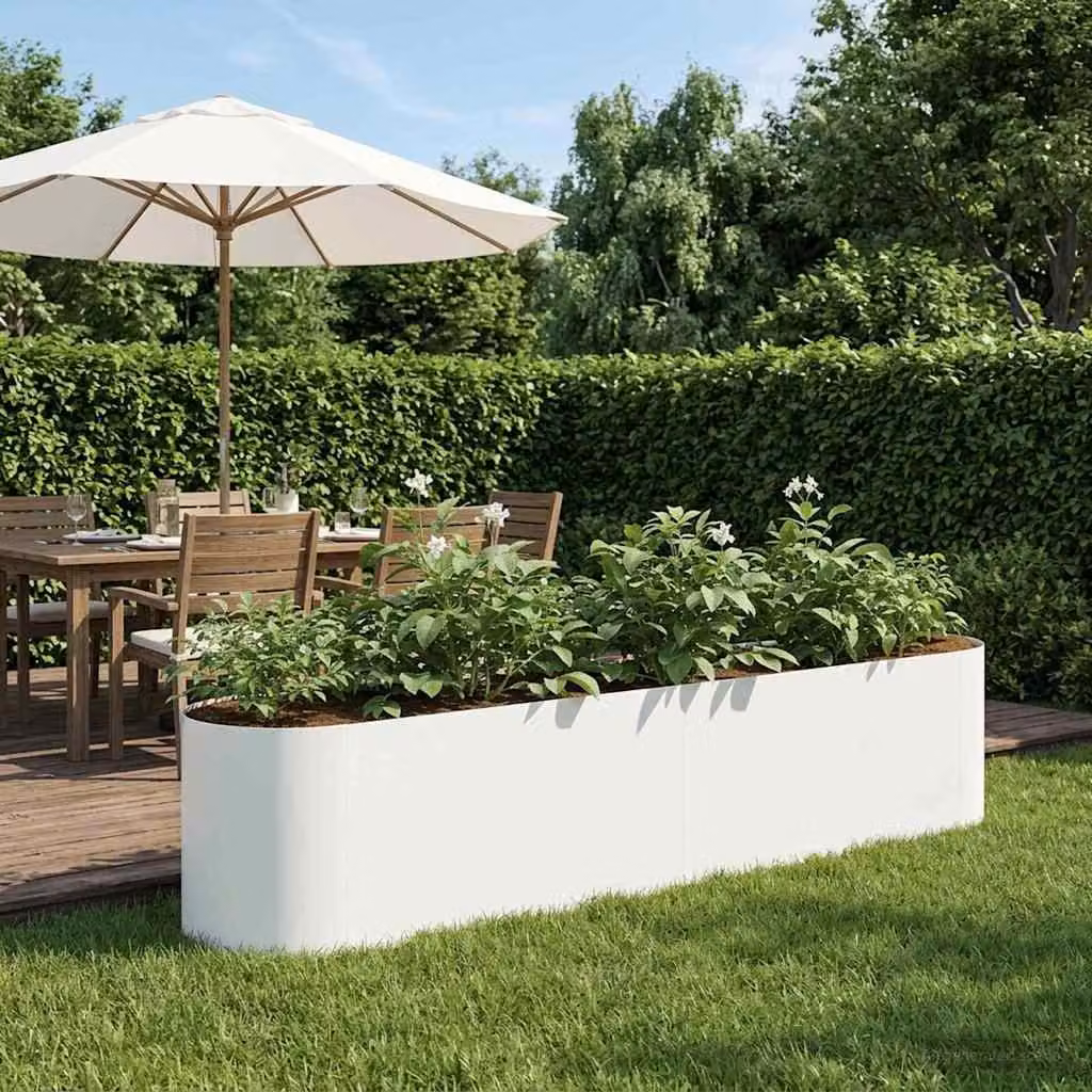 Letto rialzato da giardino vidaXL in metallo Bianco L 200 x P 40 x H 40 cm