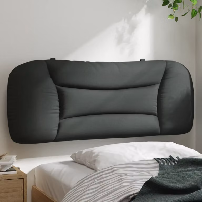 vidaXL Testiera per Letto Imbottita Hvar Grigia con Design a Righe, da Appendere al Muro, L: 110 cm, H: 48 cm, P: 15 cm