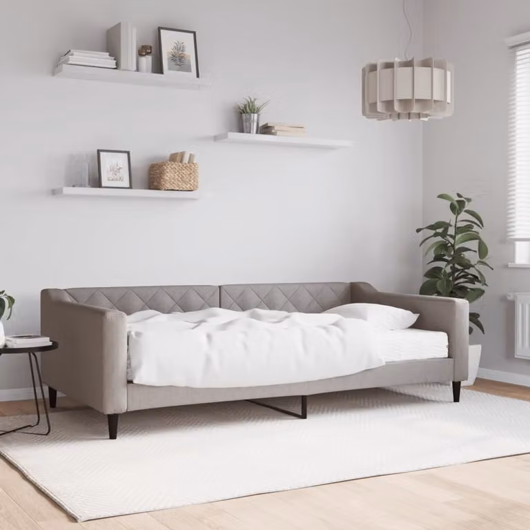 vidaXL Divano Letto con Materasso in Tessuto, Colore Tortora/Grigio/Beige, L/P/H: 200 x 110 x 67 cm
