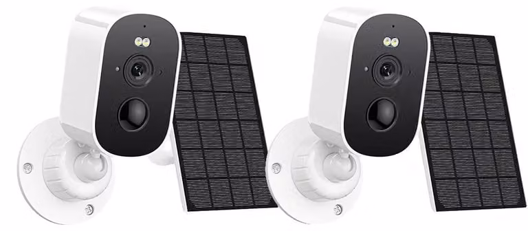 Telecamera di sicurezza, risoluzione 4MP, alimentata a energia solare, 2 telecamere 1080P