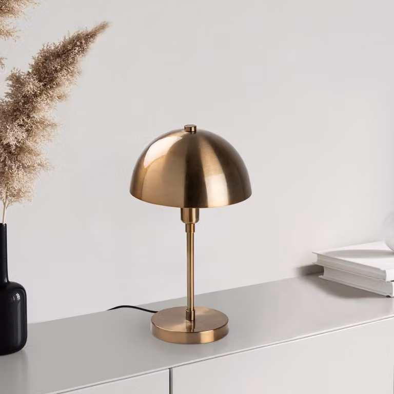 Opviq, lampada da tavolo in stile antico con struttura in metallo, 20 x 20 x 35 cm | Attacco E14, max. 40 W, cavo da 200 cm con interruttore | Design elegante per hotel e abitazioni, IP20.