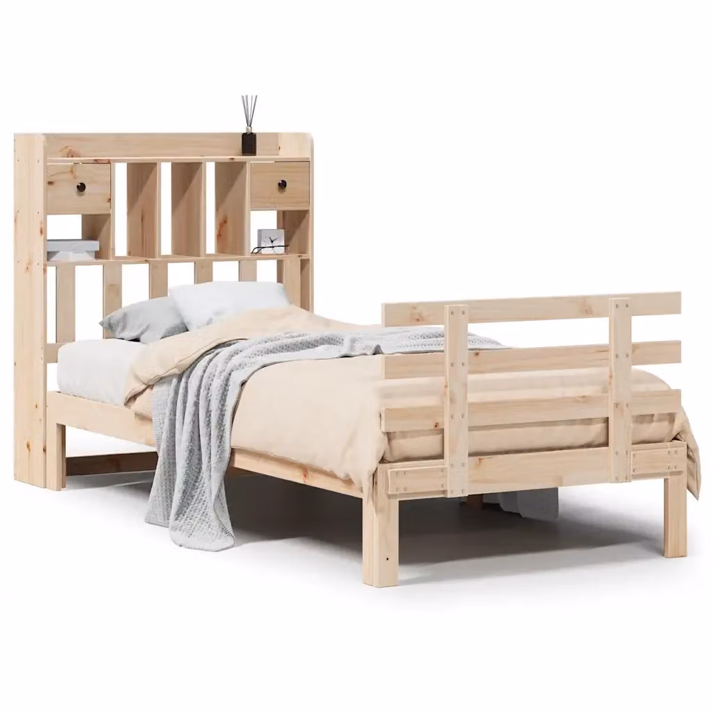 Letto Libreria VIDAXL in Legno di Pino Massello Rustico Marrone L/P/H: 228.5 x 151.0 x 96.0 cm – 2