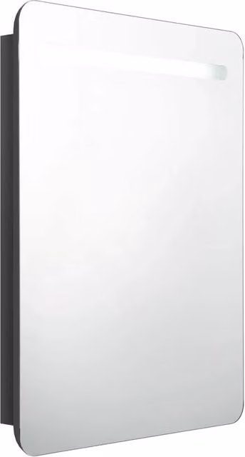 Armadietto da bagno moderno DESIGN IN con specchio e illuminazione LED nero lucido L: 60 cm, P: 11 cm, H: 80 cm
