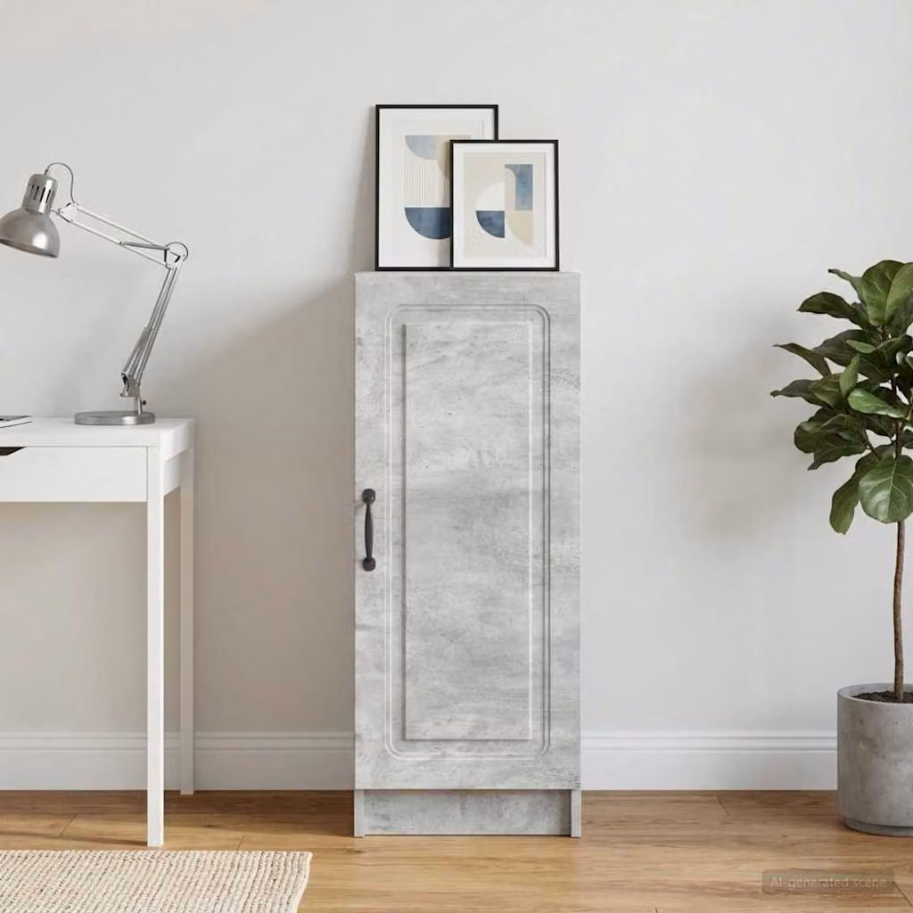 Credenza moderna vidaXL in legno ingegnerizzato MDF, colore grigio cemento, L: 33 cm, P: 34,5 cm, H: 87 cm