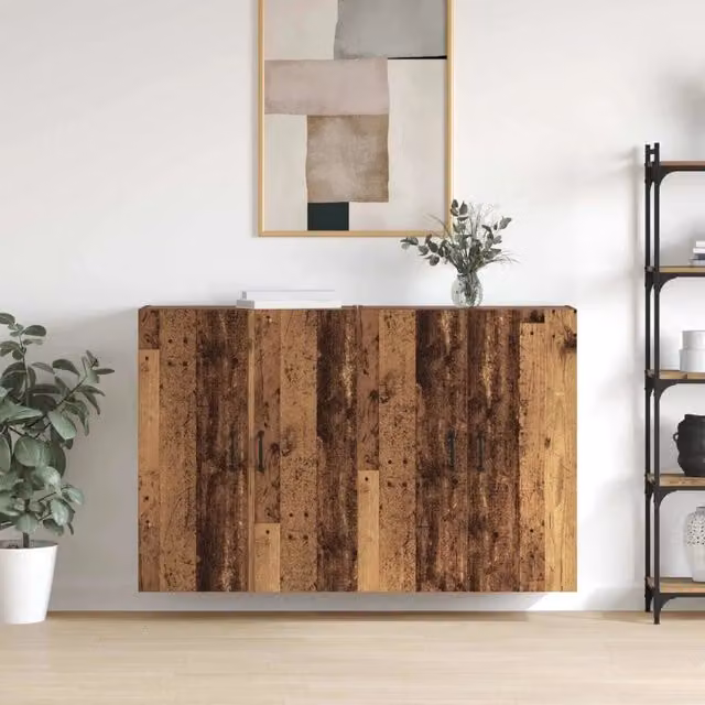 Set di 2 Mobiletti a muro vidaXL in legno marrone opaco L: 69,5 cm, P: 34 cm, H: 90 cm – 1