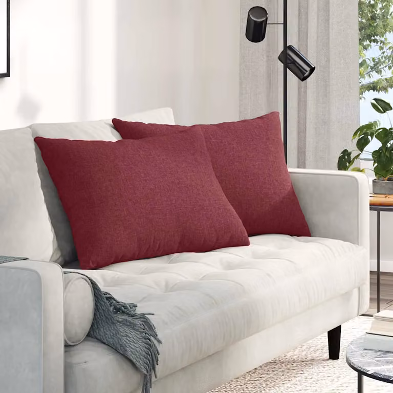 Set di 2 cuscini da divano vidaXL in tessuto rosso, forma rettangolare, L 70 cm x P 50 cm