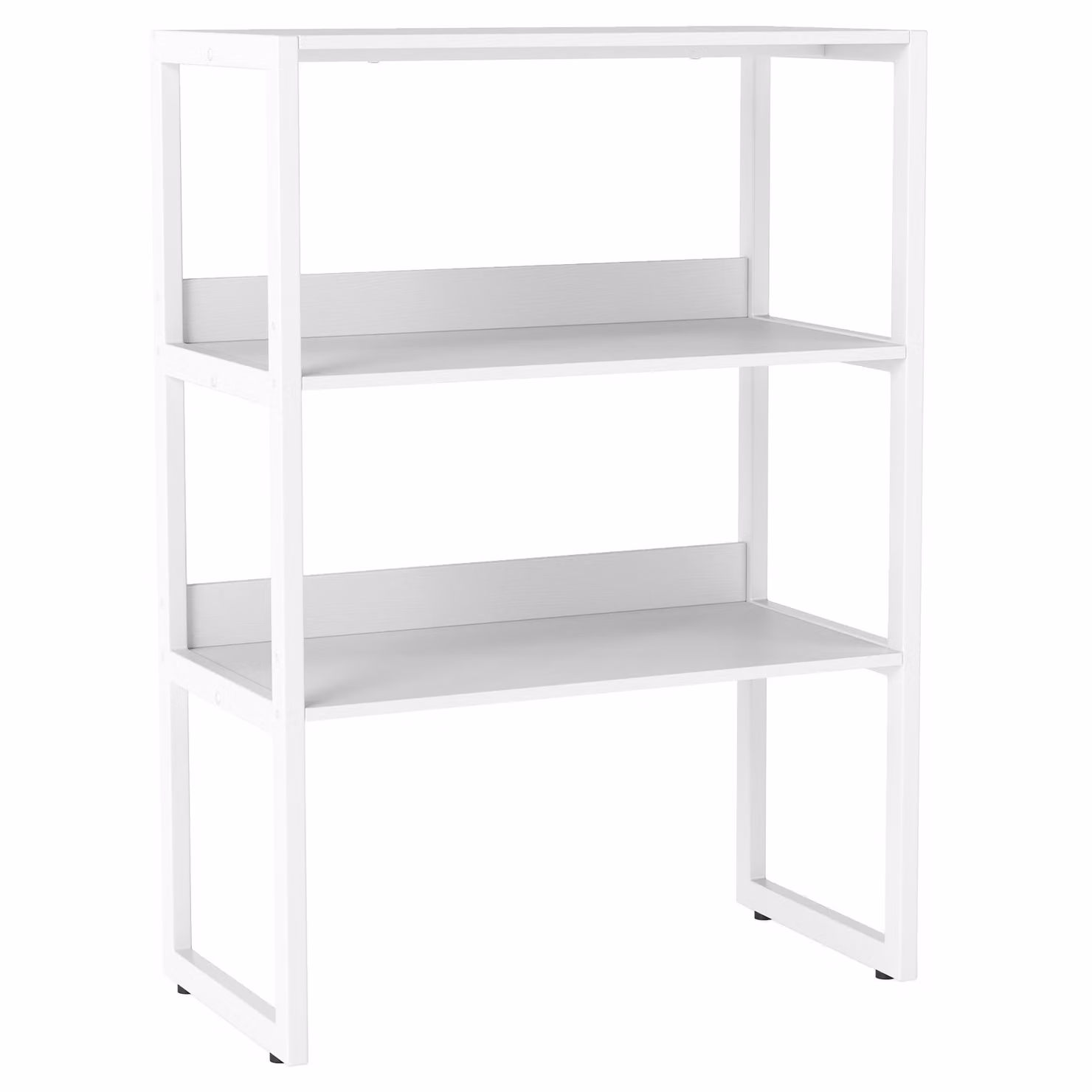 Costway Scaffale da scrivania con 3 ripiani aperti salvaspazio, Libreria moderna con struttura in acciaio Bianco