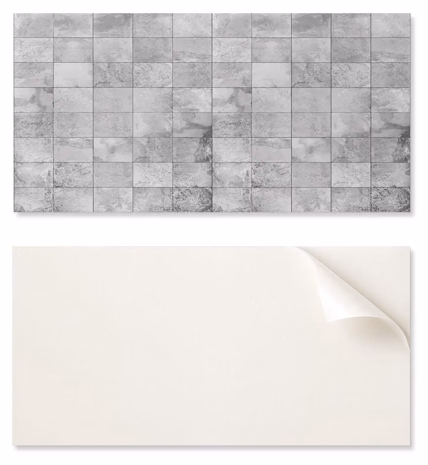 Pannello in vinile autoadesivo con stampa per bagno, dimensioni 120 x 60 cm, motivo piastrelle effetto pietra