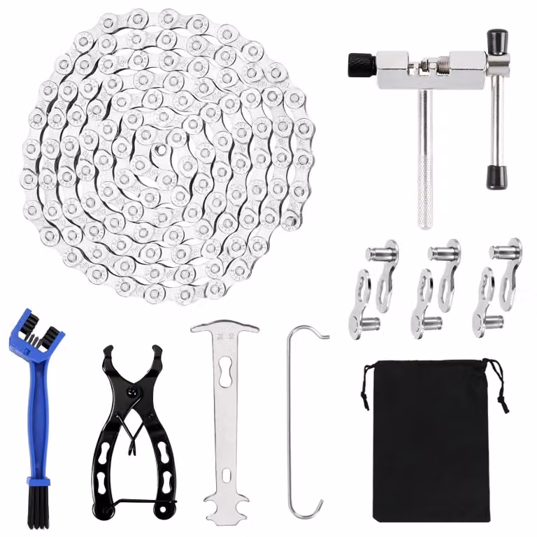 Kit di strumenti per catena di bicicletta, completo di smagliacatena e spazzola
