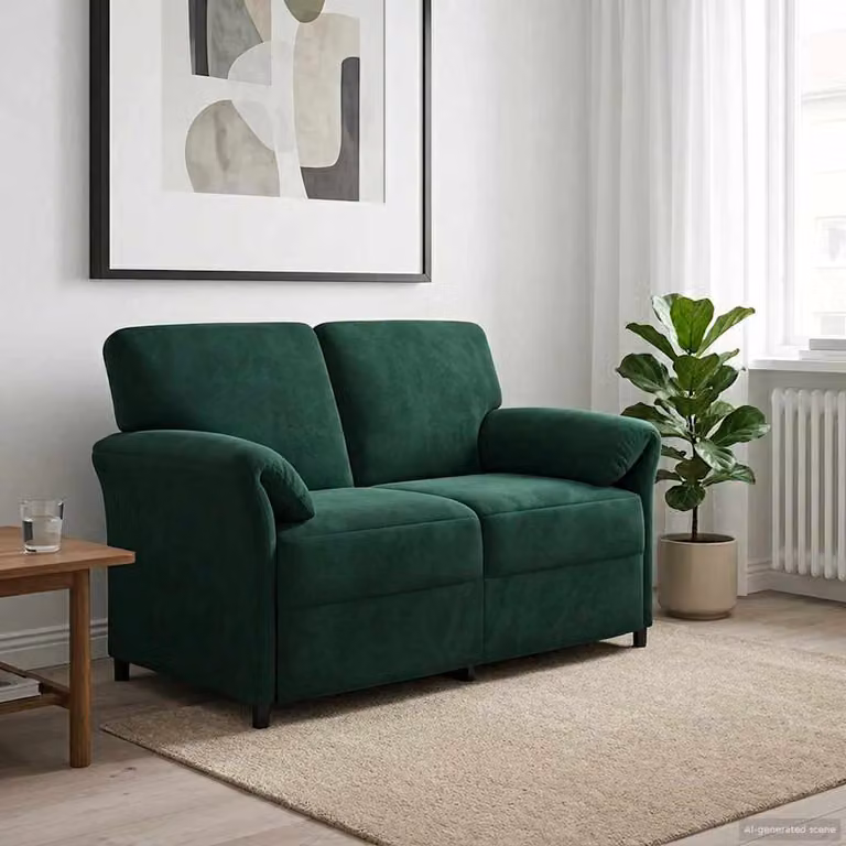 vidaXL Divano a 2 Posti Moderno in Velluto Verde con Cuscini, L: 138 cm, P: 83 cm, H: 95 cm