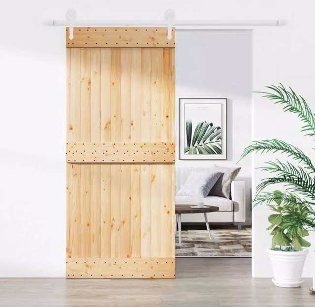 Porta scorrevole moderna vidaXL in legno e acciaio, Bianco e Marrone, L: 200 cm, H: 210 cm