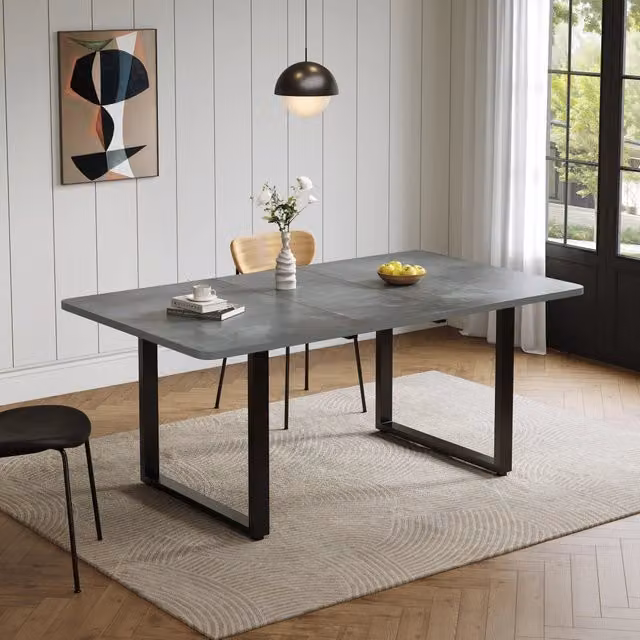 Tavolo da pranzo allungabile grigio 140 x 80 cm estensibile a 180 e 220 cm in MDF per 6-10 persone