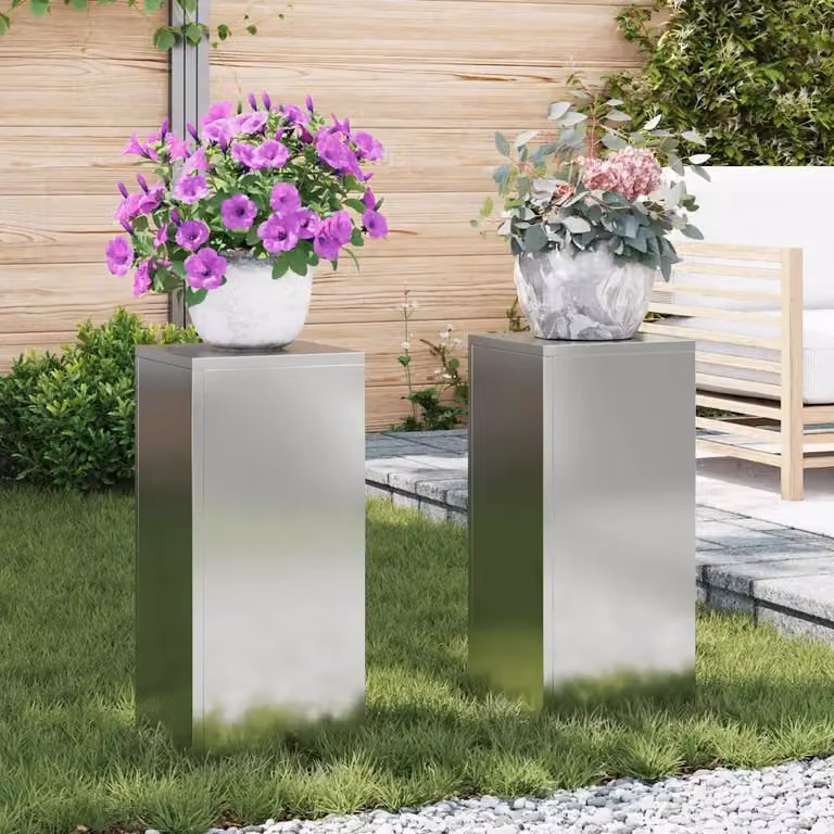 vidaXL Supporto per piante 2 pz Argento 24 x 24 x 55 cm