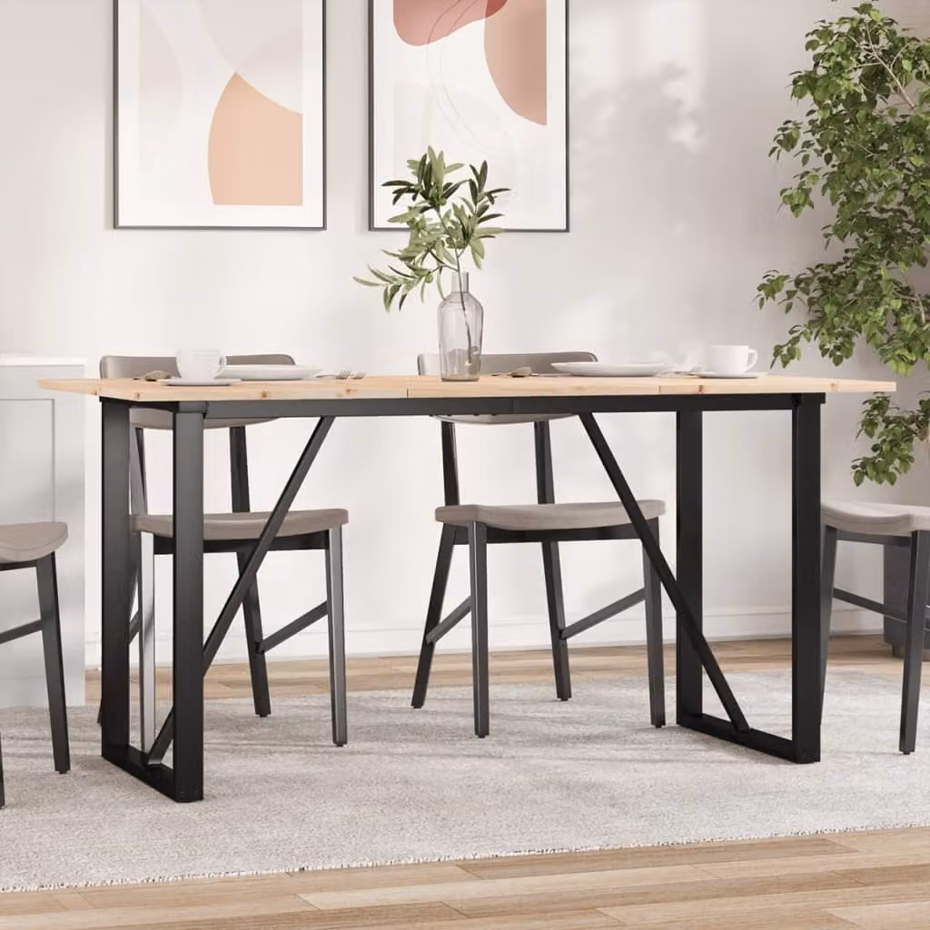 Maison Exclusive - Tavolo da Pranzo Telaio a O 160x80x75 cm Legno Pino e Acciaio