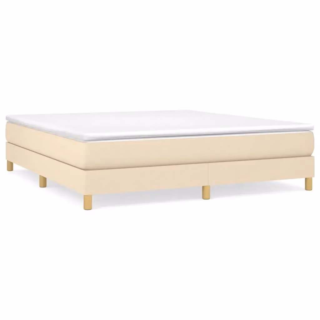 Letto Ibrido vidaXL con Giroletto a Molle e Materasso in Tessuto Beige e Bianco L/P: 160 x 200 cm – 2