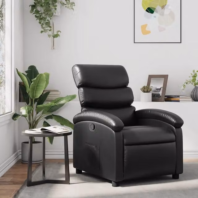Divano Sedia-Poltrona Reclinabile Nera in Similpelle 612438