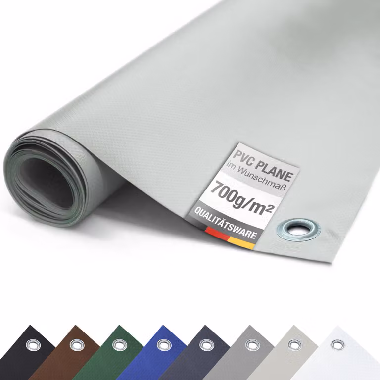 Telone PVC camion 700g/m² CON OCCHIALI Telone protettivo opaco antistrappo stabile (grigio, 3m x 7m)